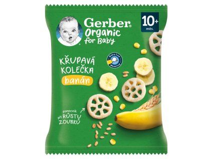GERBER Organic kolečka 28g banán 10+