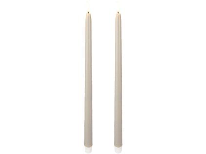 LED svíčka 2ks 380mm kónická s časovačem a dálkovým ovladačem, šedá