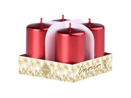 Emocio adventní válec 4ks 38x60 Metal červené svíčky