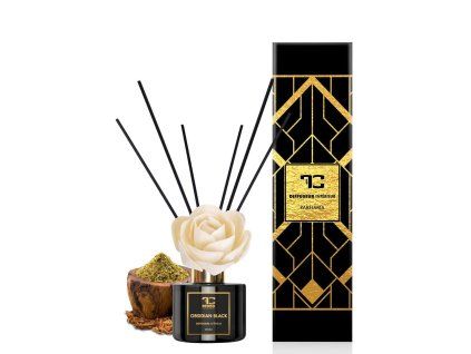 OBSIDIAN BLACK | difuzér s FLOW květinou & tyčinkami | PARFUMIA® | 200 ml