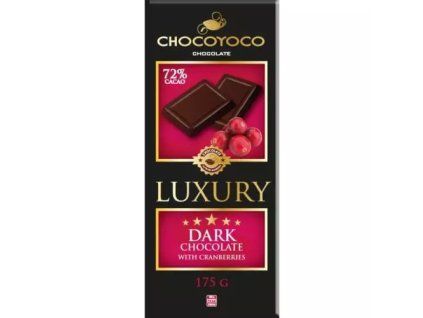 Chocoyoco luxury hořká čokoláda 72% s brusinkami 175g