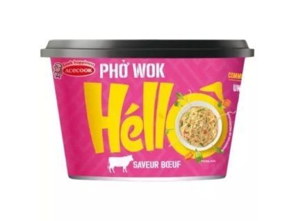 HELLO PHO WOK instantní rýžové nudle s hovězí příchutí 76g