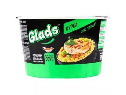 GLADS instantní nudle v misce s kuřecí příchutí a salsa omáčkou 85g