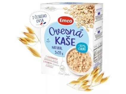 Emco ovesná kaše natural 30% cukru 55g