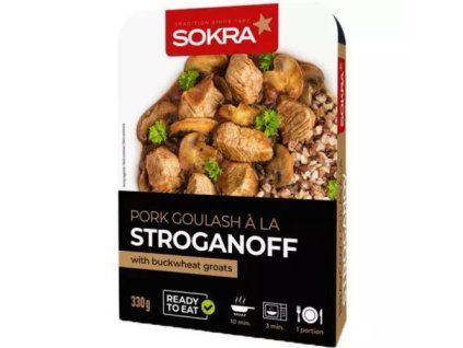 Sokra guláš vepřový a la stroganov s pohankou 330g
