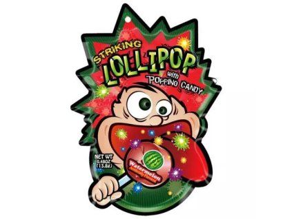 Striking lollipop with popping candy watermelon strip 13,8g