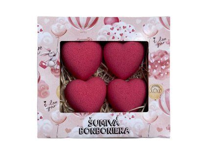 Dárková sada šumivá bonboniera 4x30g - srdce