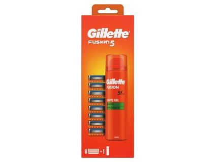 Gillette Fusion5 náhradní hlavice 8 ks + Fusion gel na holení 200 ml dárková sada